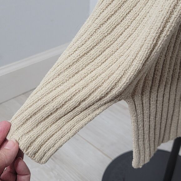 Express Tricot Heavy Ribbed Sweater Women's M Thick Knit Cream Tunic Pull Over - Picture 8 of 9